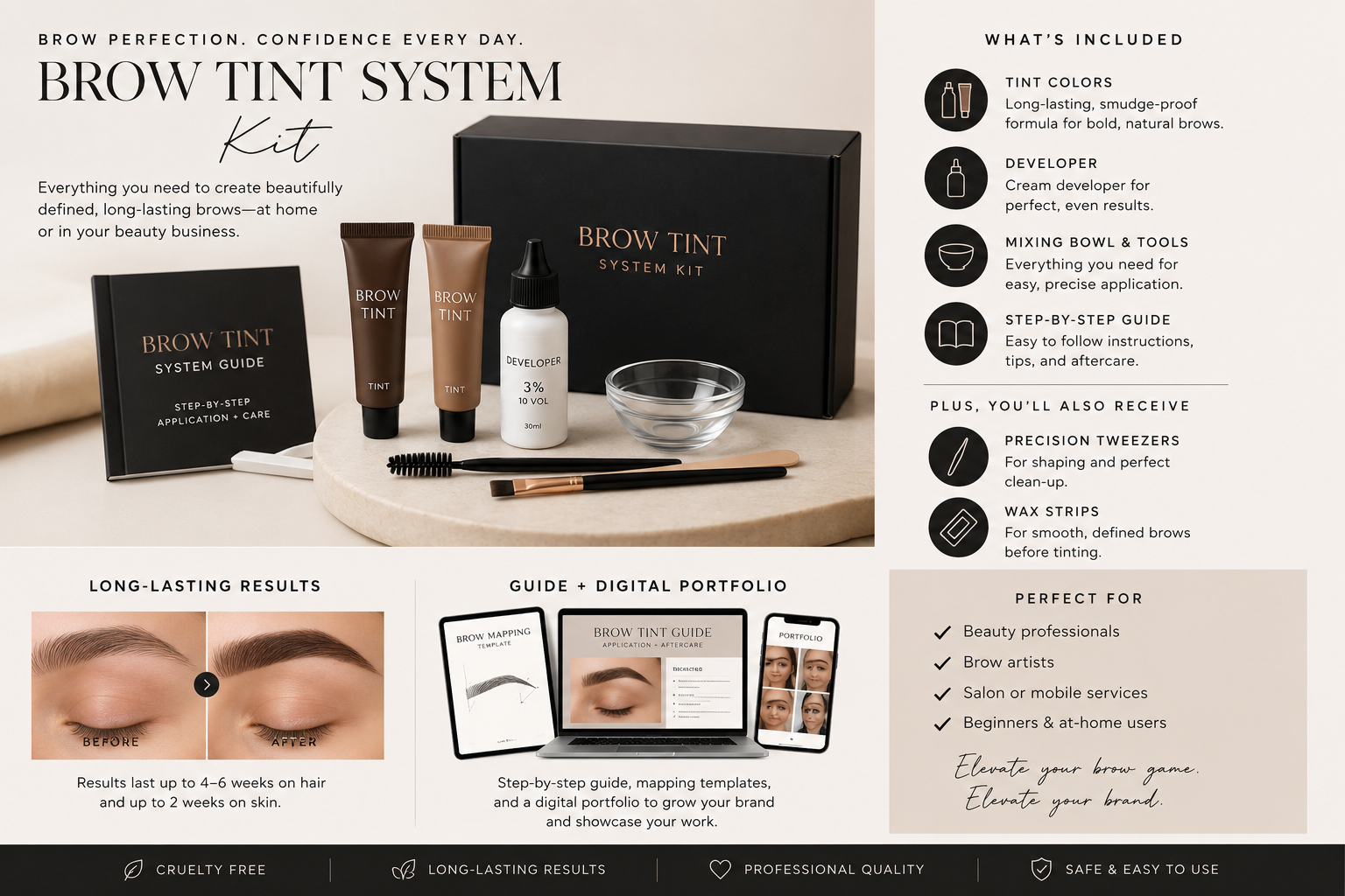 Eyebrow Tint System Kit, Guide & Portfolio