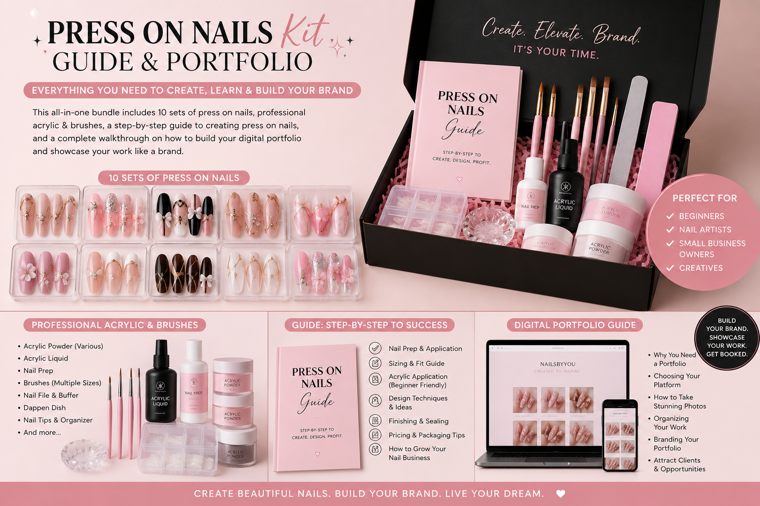 Press On Nails Kit, Guide, Portfolio